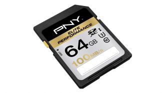 SD 64GB Elite Performance 100 card angle