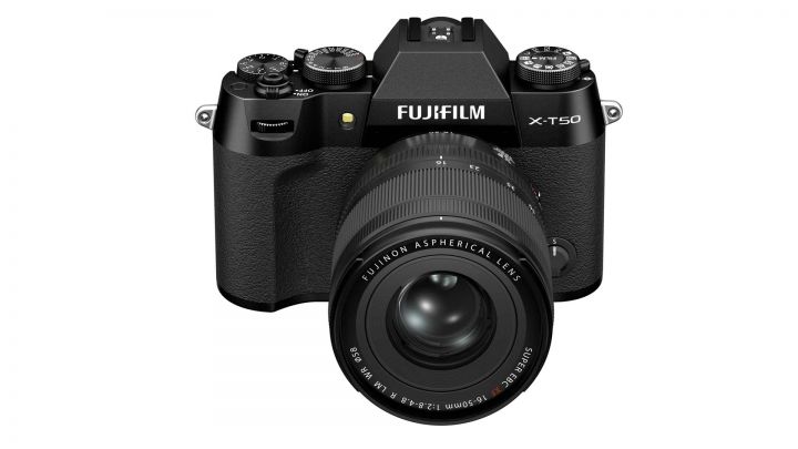 Fujifilm X T50 front diagnal 16 50 black